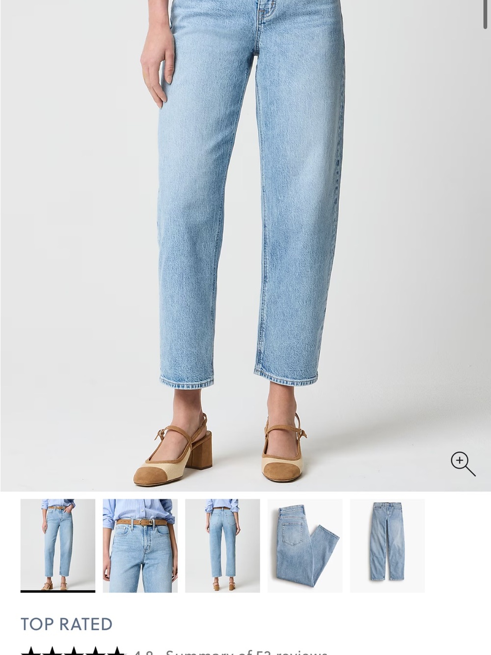 J. Crew Factory Light Blue Barrel-leg jean in all-day stretch